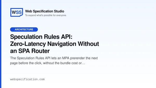 Speculation Rules API: Zero-Latency Navigation Without an SPA Router