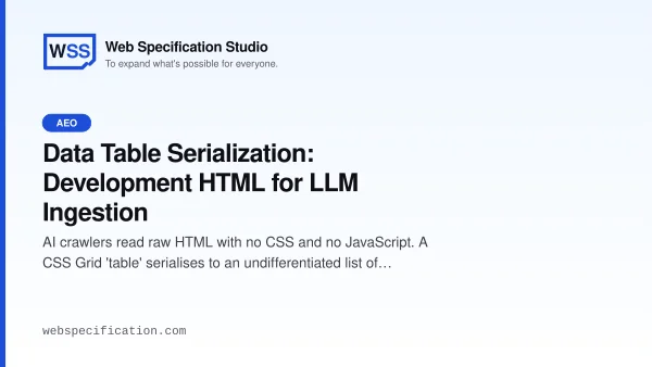 Data Table Serialization: Development HTML for LLM Ingestion